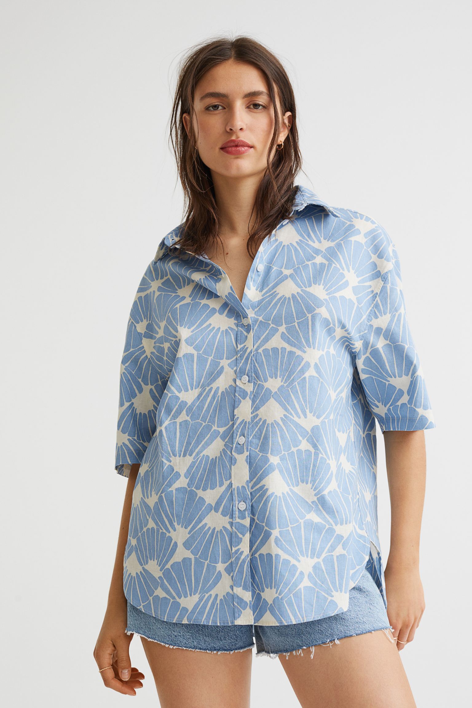 Short Sleeve Linen Blend Shirt