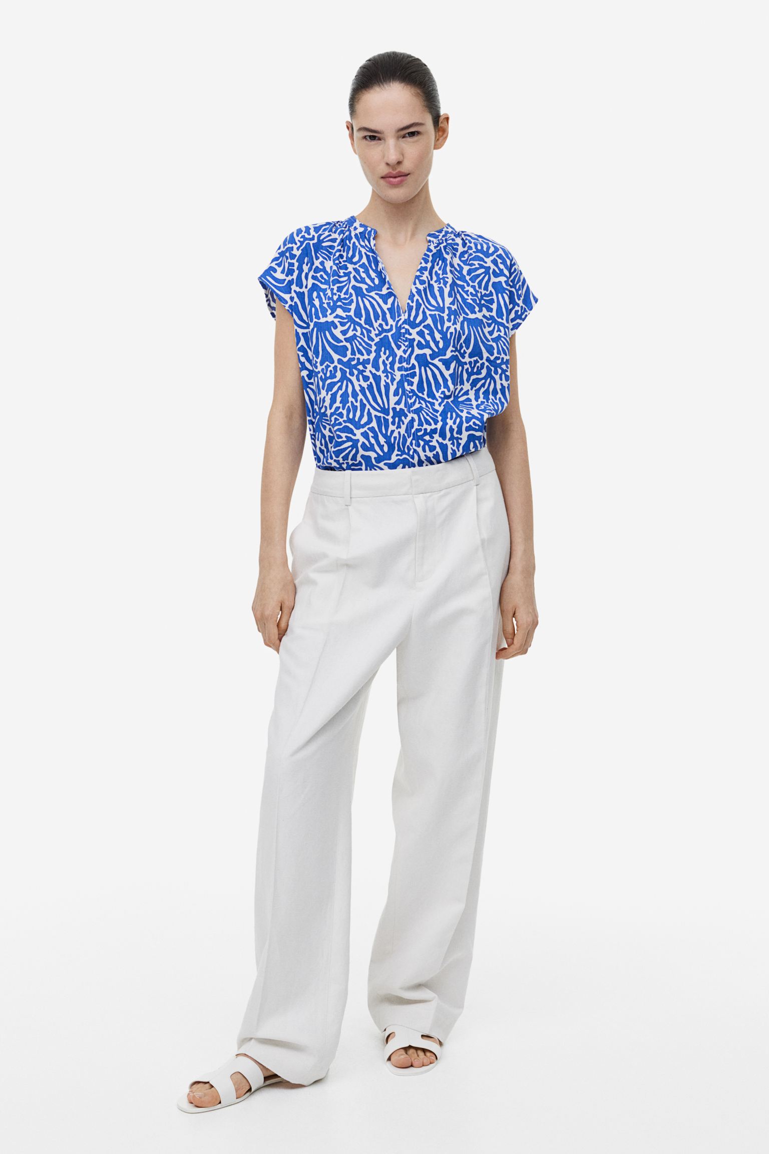 Printed v neck blouse