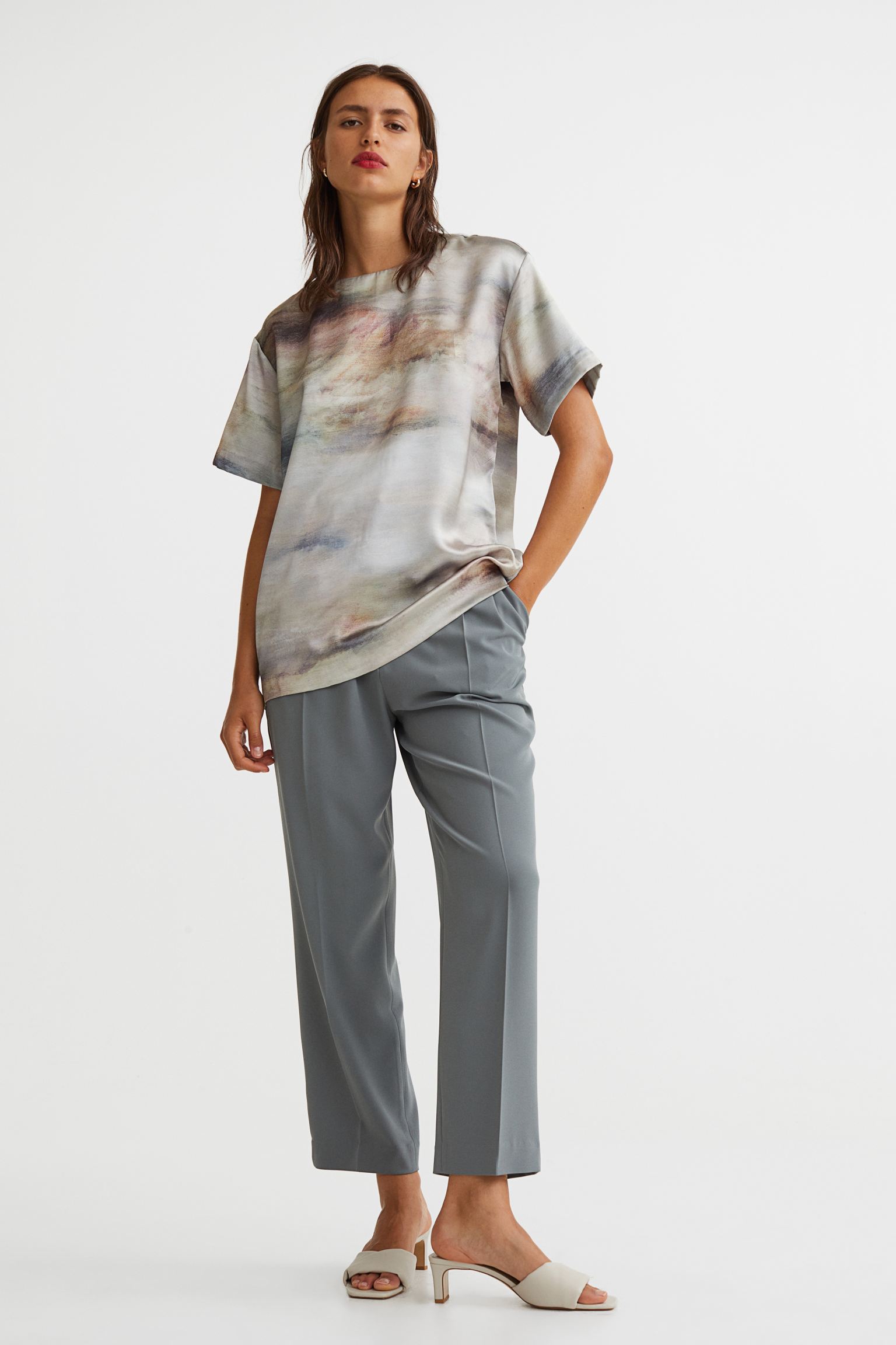 Printed satin blouse