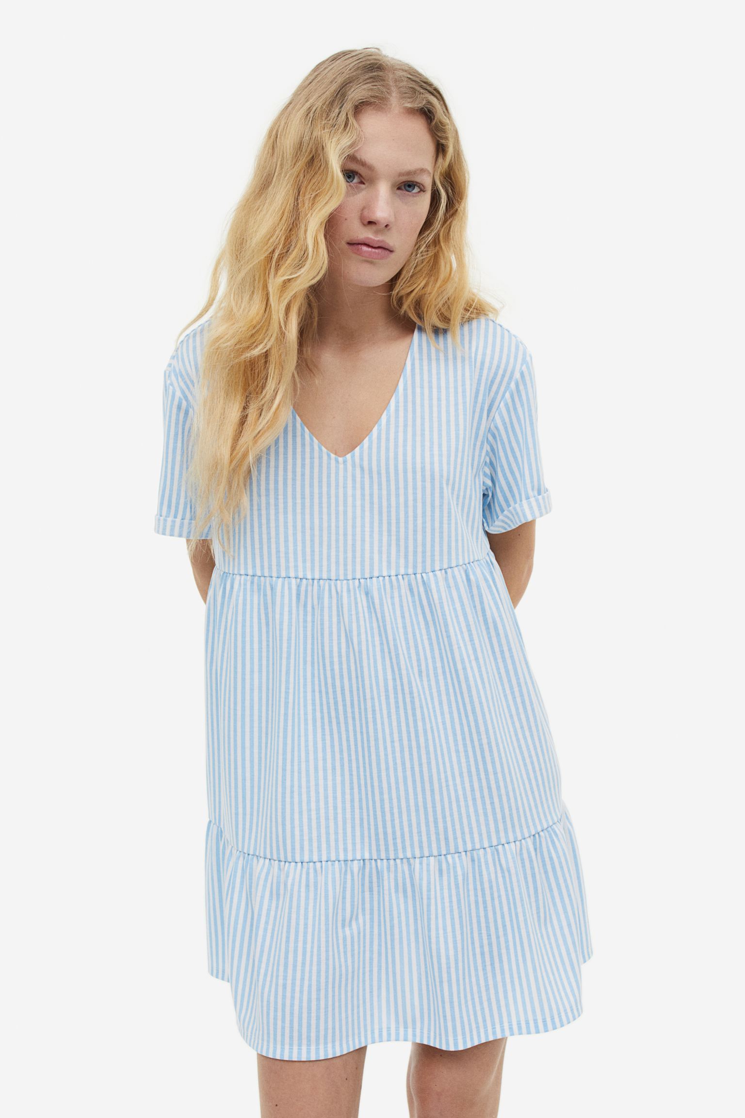 Stripe layered jersey dress