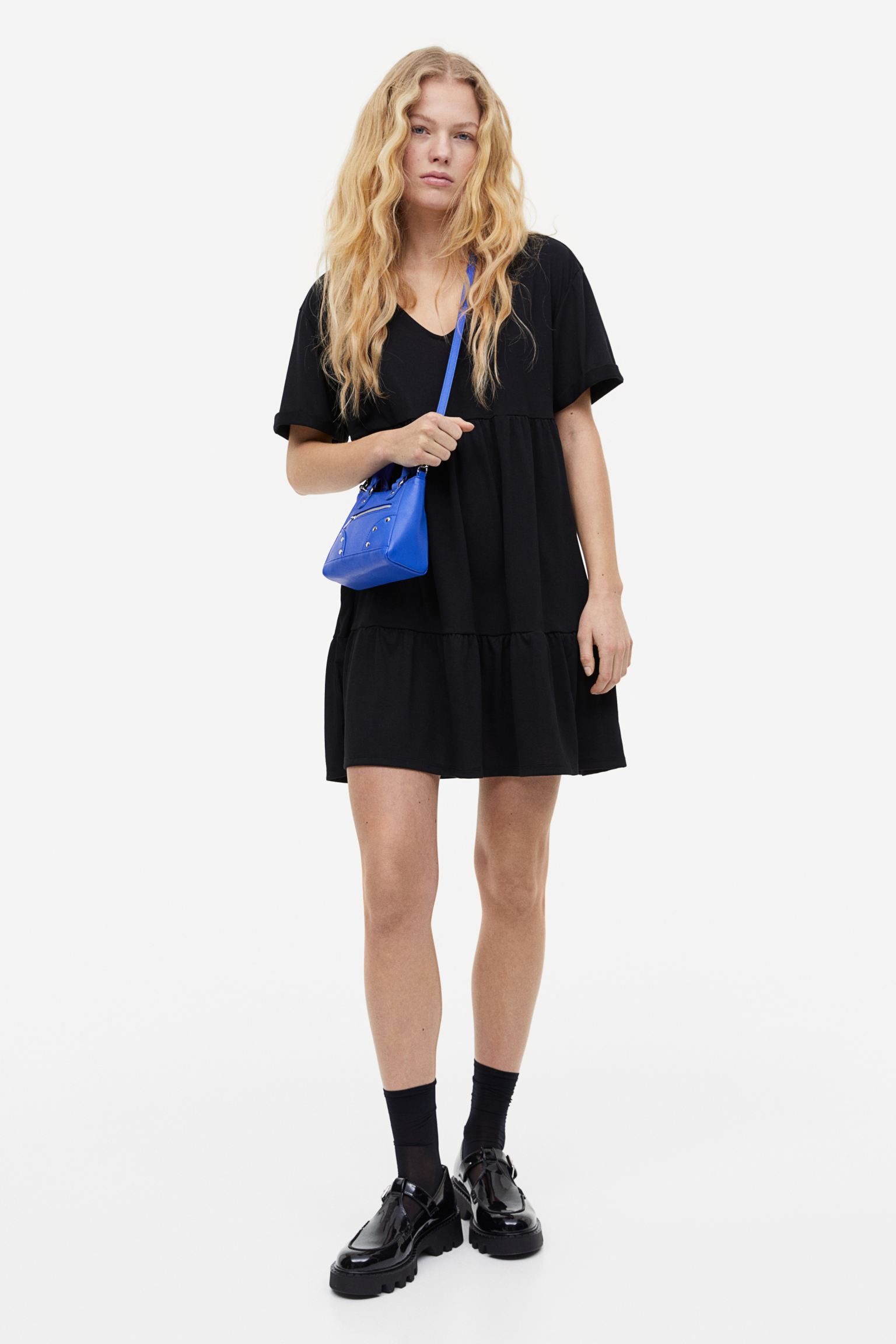 Stripe layered jersey dress
