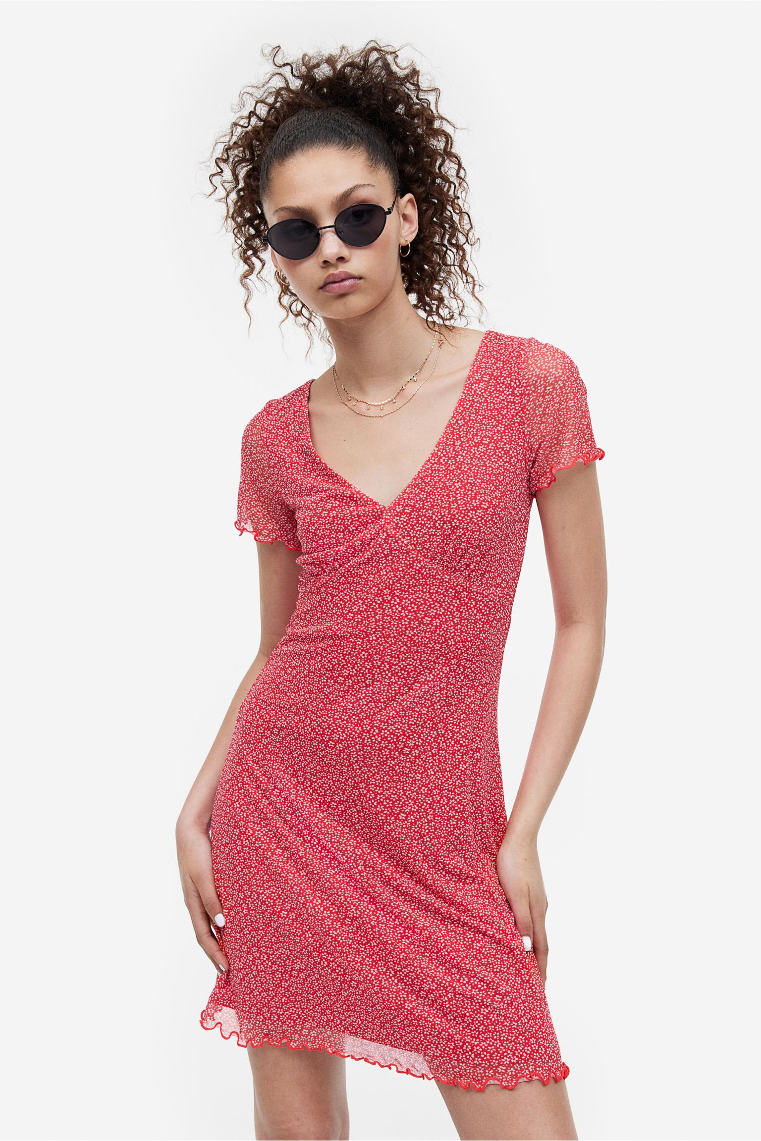 V-neck mesh dress