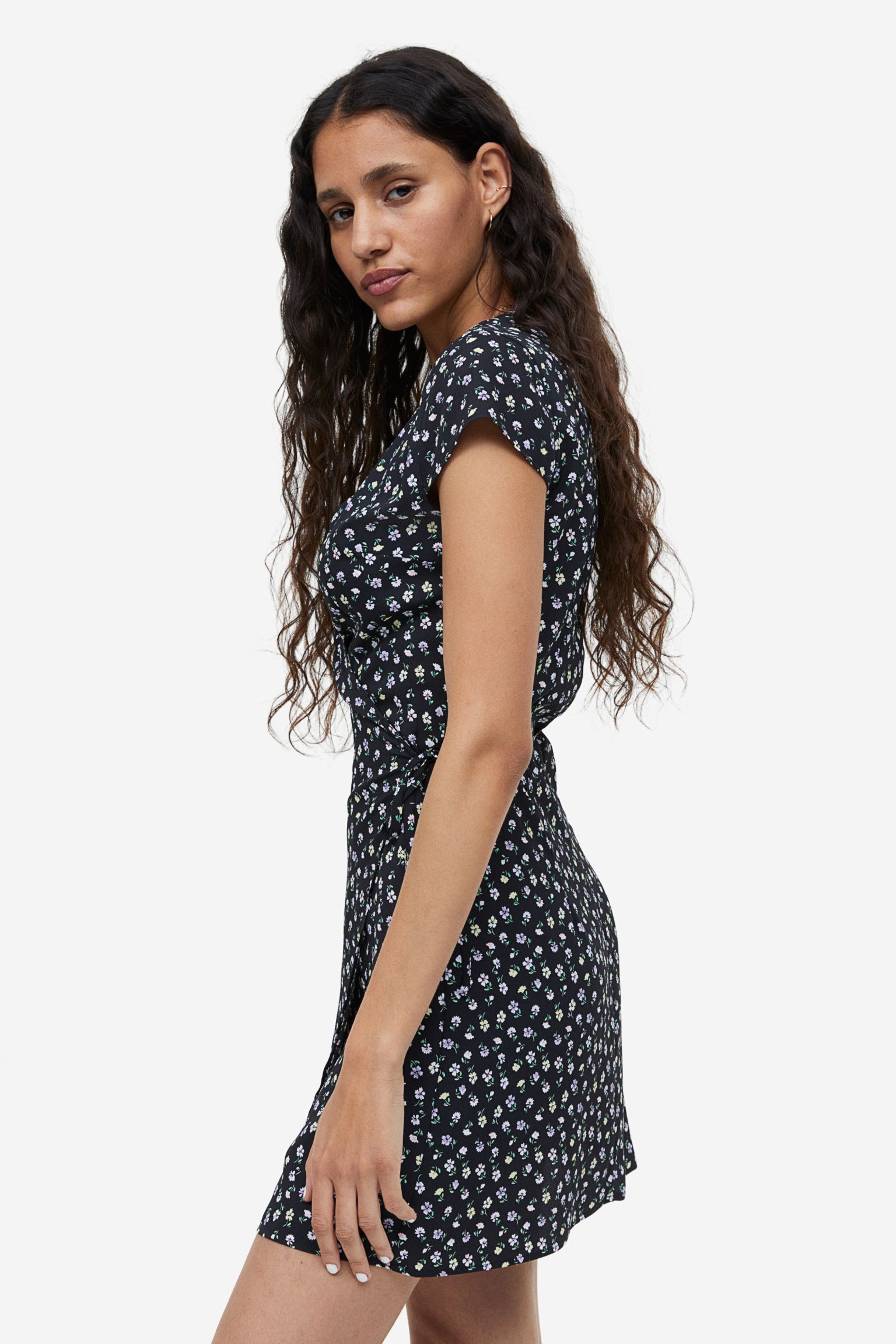 Flower crepe Overlap Dress