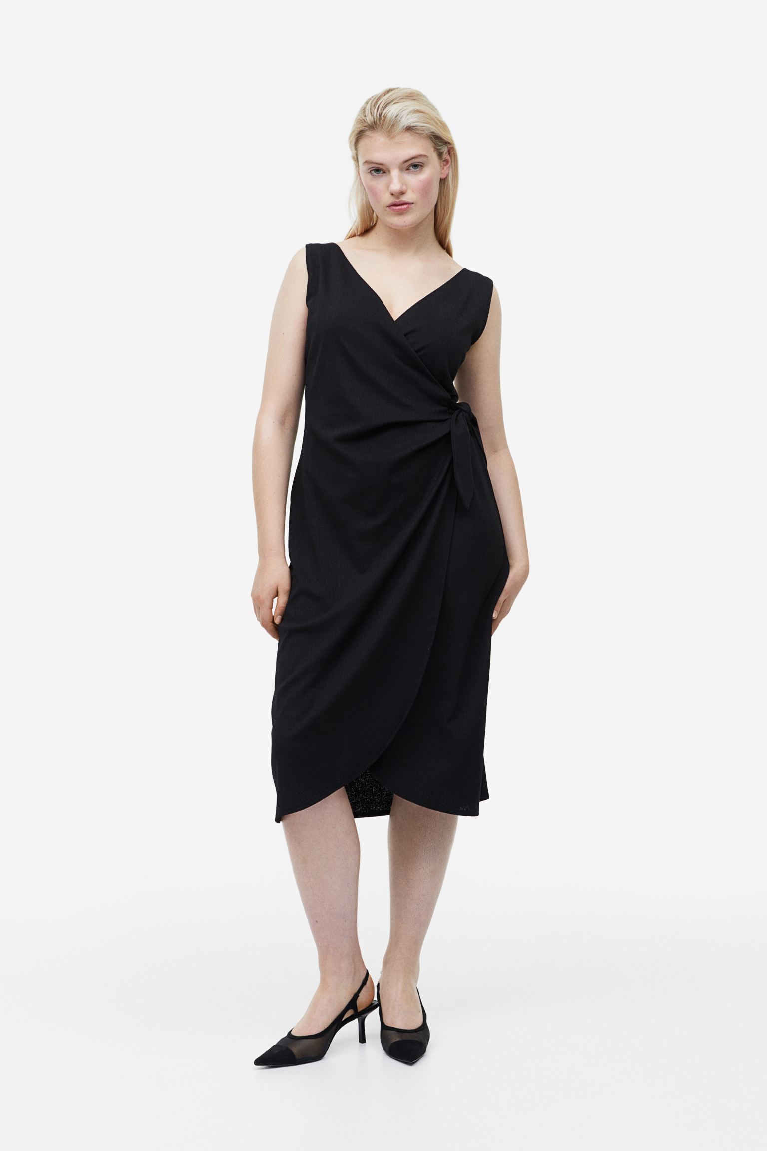 Overlapping V-neck dress