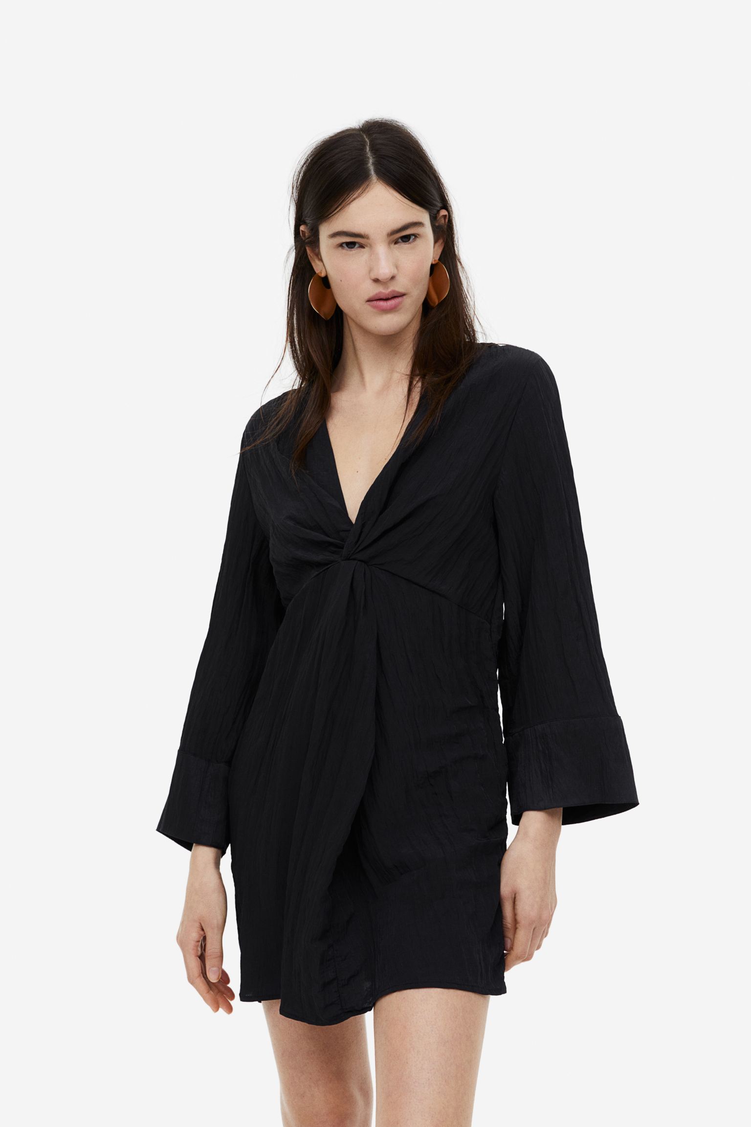 Textured jersey knotted dress