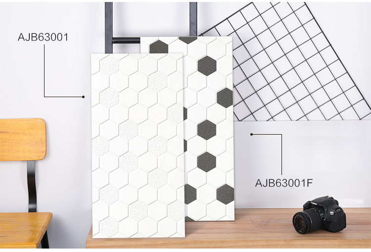 3d white ceramic wall tile for kitchen bathroom interior wall tile-AJ63001-300x600