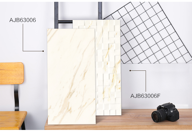 3d white ceramic wall tile for kitchen bathroom interior wall tile-AJ63006-300x600