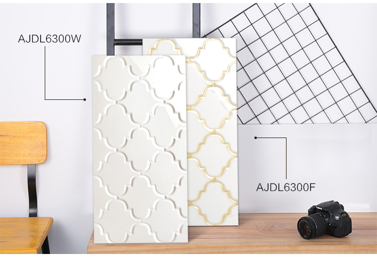 3d white ceramic wall tile for kitchen bathroom interior wall tile-AJDL6300-300x600