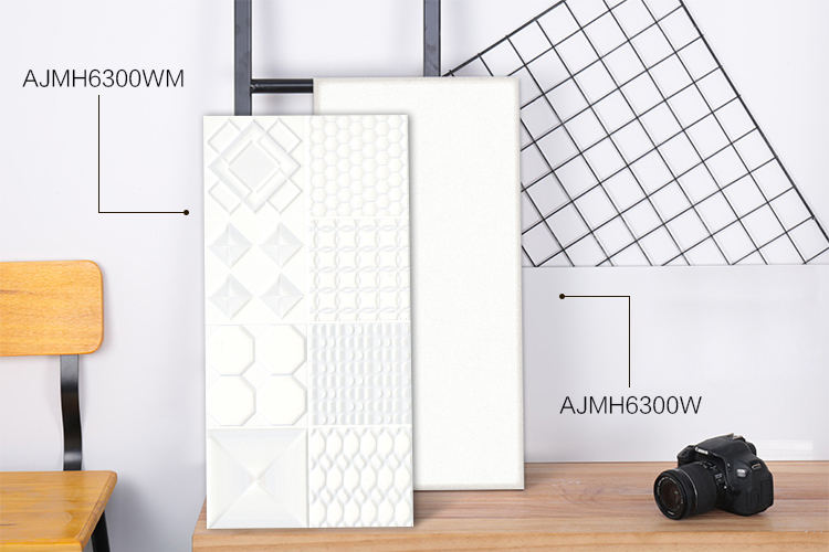 3d white ceramic wall tile for kitchen bathroom interior wall tile-AJMH6300-300x600