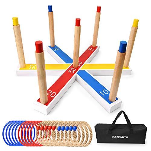 Ring Toss Game Set with 7 Scoring Points 20 Rings 10 Rope & 10 Plastic Outdoor Backyard Games