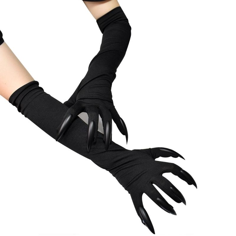 Long Fingernail Gloves Halloween Elbow Length Claw Sleeve Cosplay Ghost