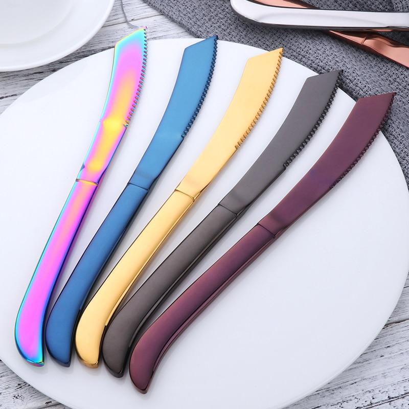 Stainless Steel Rainbow Steak Knife Sharp and Multi Colored