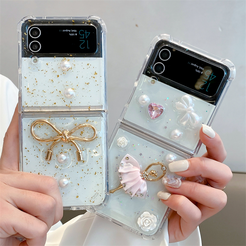 Shiny Pearl Bow Ballerina Case for Samsung Z Flip