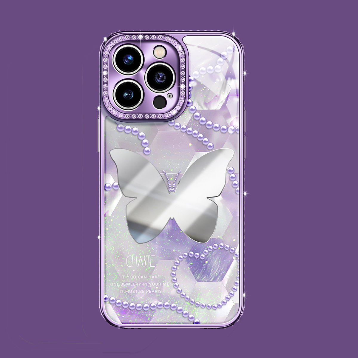 Luxury Mirror Butterfly Rhinestone Case