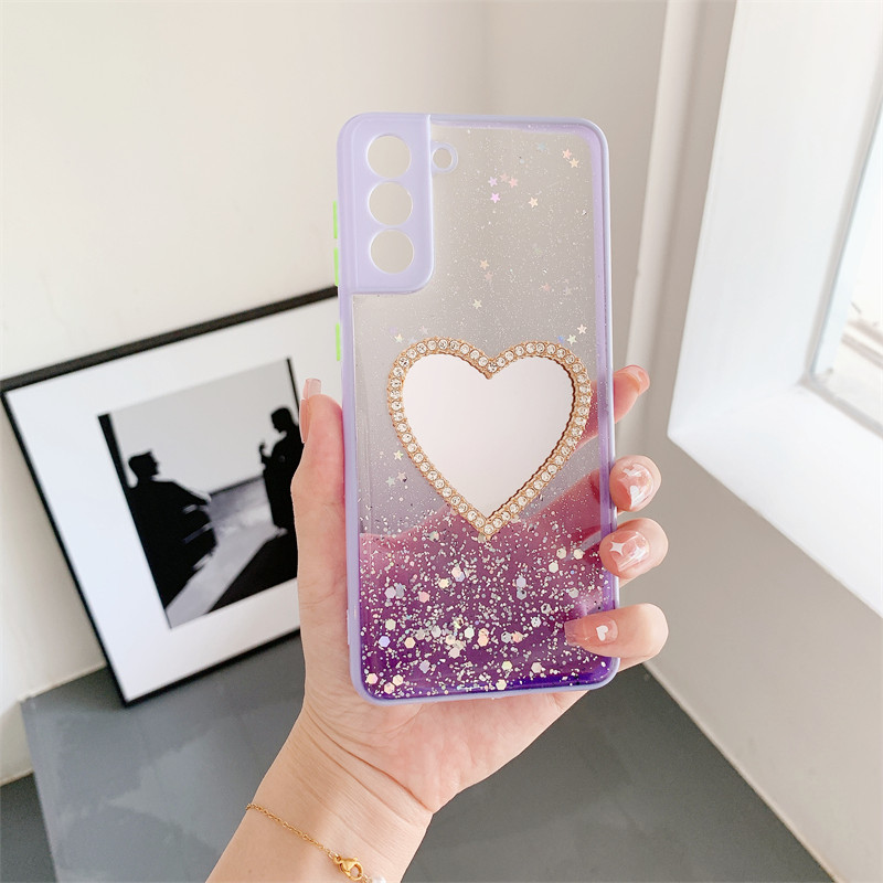 Glitter Starry Sky Heart Mirror Case for Samsung