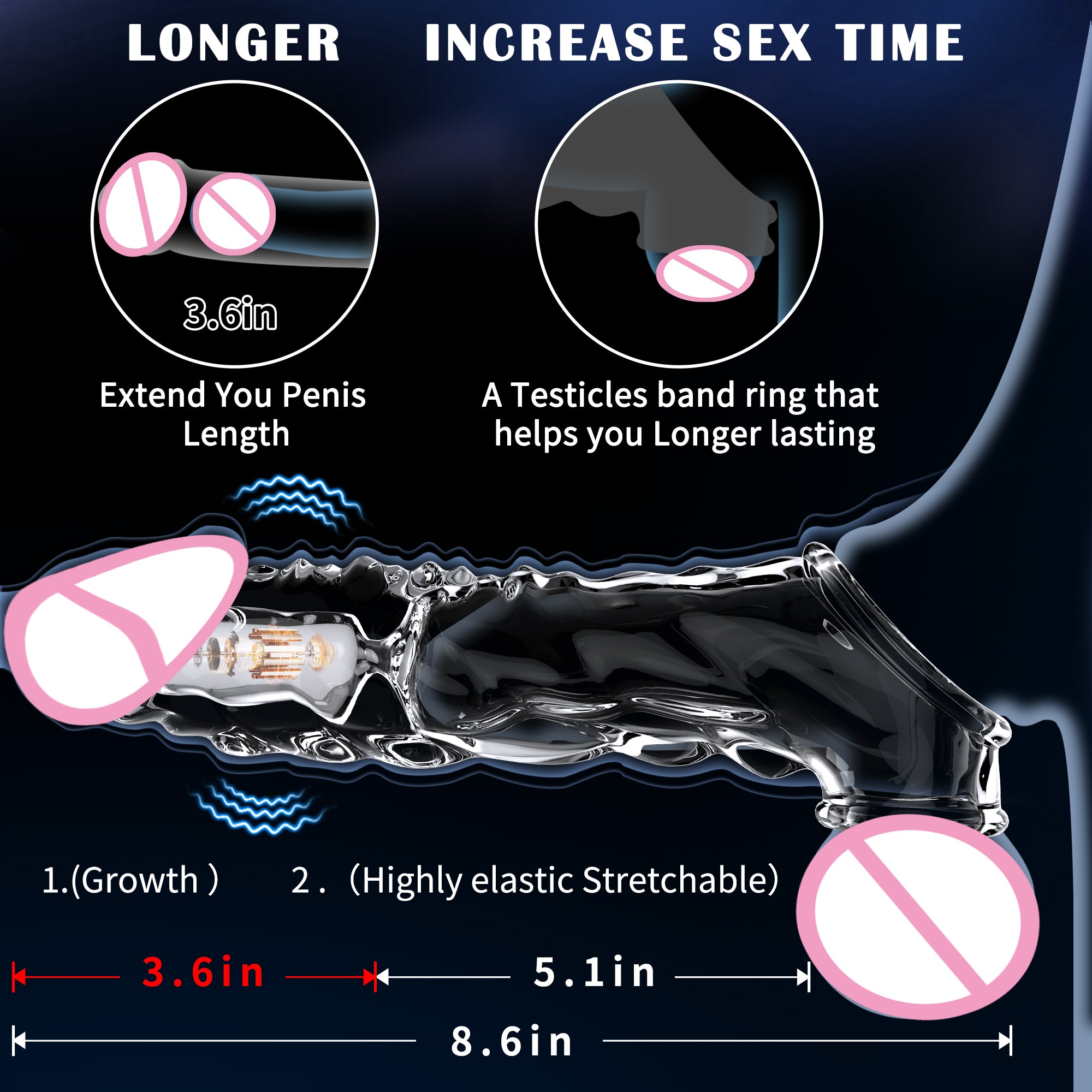 Reusable penis extension vibrator