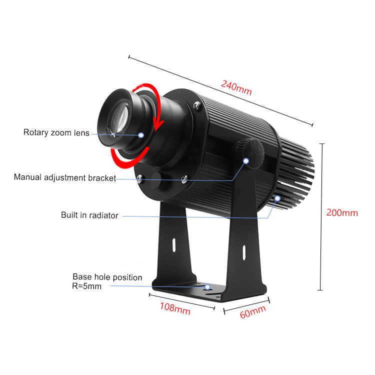 60W IP67 Waterproof Gobo Projector - Custom Logo Light, Free Glass Gobos-JINGYU OPTOELEC