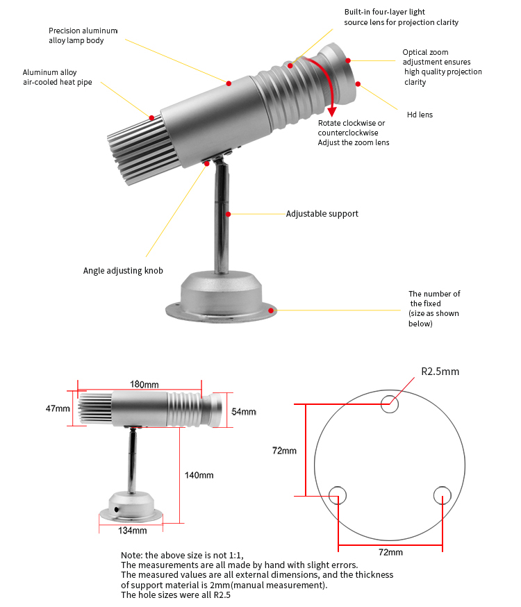 12W LED Custom Image GOBO Logo Projector Light for for Indoor Use Company Hotel Restaurant Advertising Signs with Static Function 1 Light-JINGYU OPTOELEC
