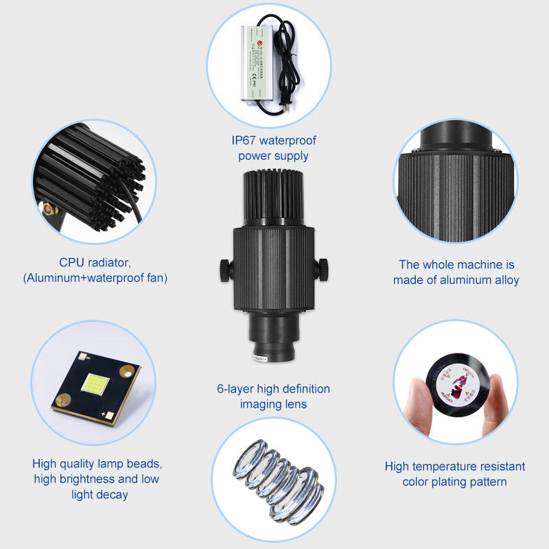 60W IP67 Waterproof Gobo Projector - Custom Logo Light, Free Glass Gobos-JINGYU OPTOELEC