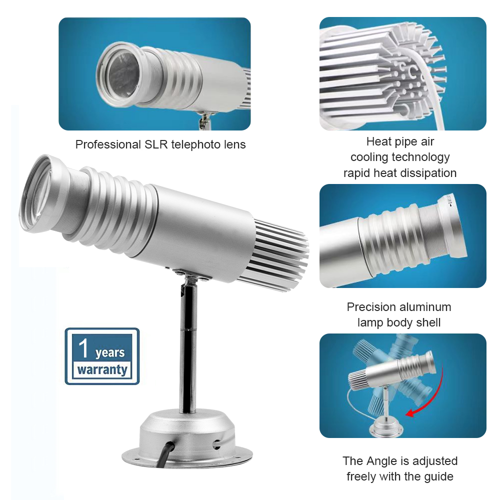 12W LED Custom Image GOBO Logo Projector Light for for Indoor Use Company Hotel Restaurant Advertising Signs with Static Function 1 Light-JINGYU OPTOELEC