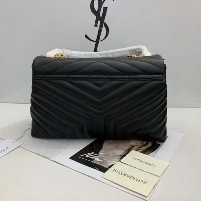Saint Laurent Loulou Bag Matelasse Y Leather Gold-tone Medium Black