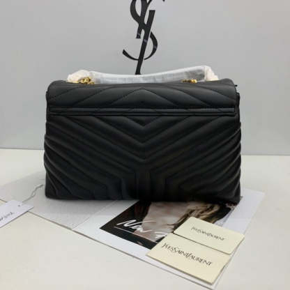 Saint Laurent Loulou Bag Matelasse Y Leather Gold-tone Medium Black