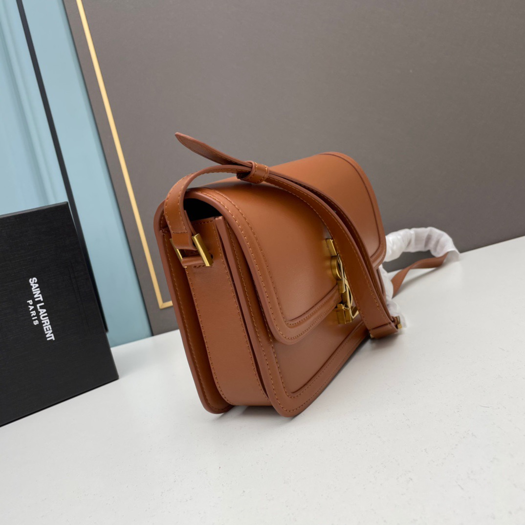 YSL SOLFERINO MEDIUM SATCHEL IN BOX SAINT LAURENT LEATHER