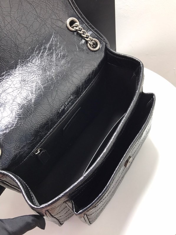 YSL NIKI MEDIUM CHAIN BAG IN CRINKLED VINTAGE LEATHER