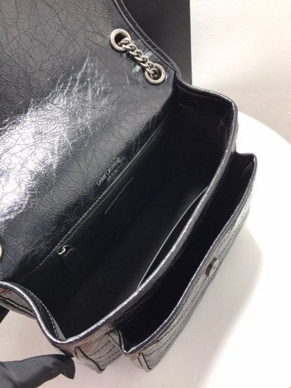 YSL NIKI MEDIUM CHAIN BAG IN CRINKLED VINTAGE LEATHER