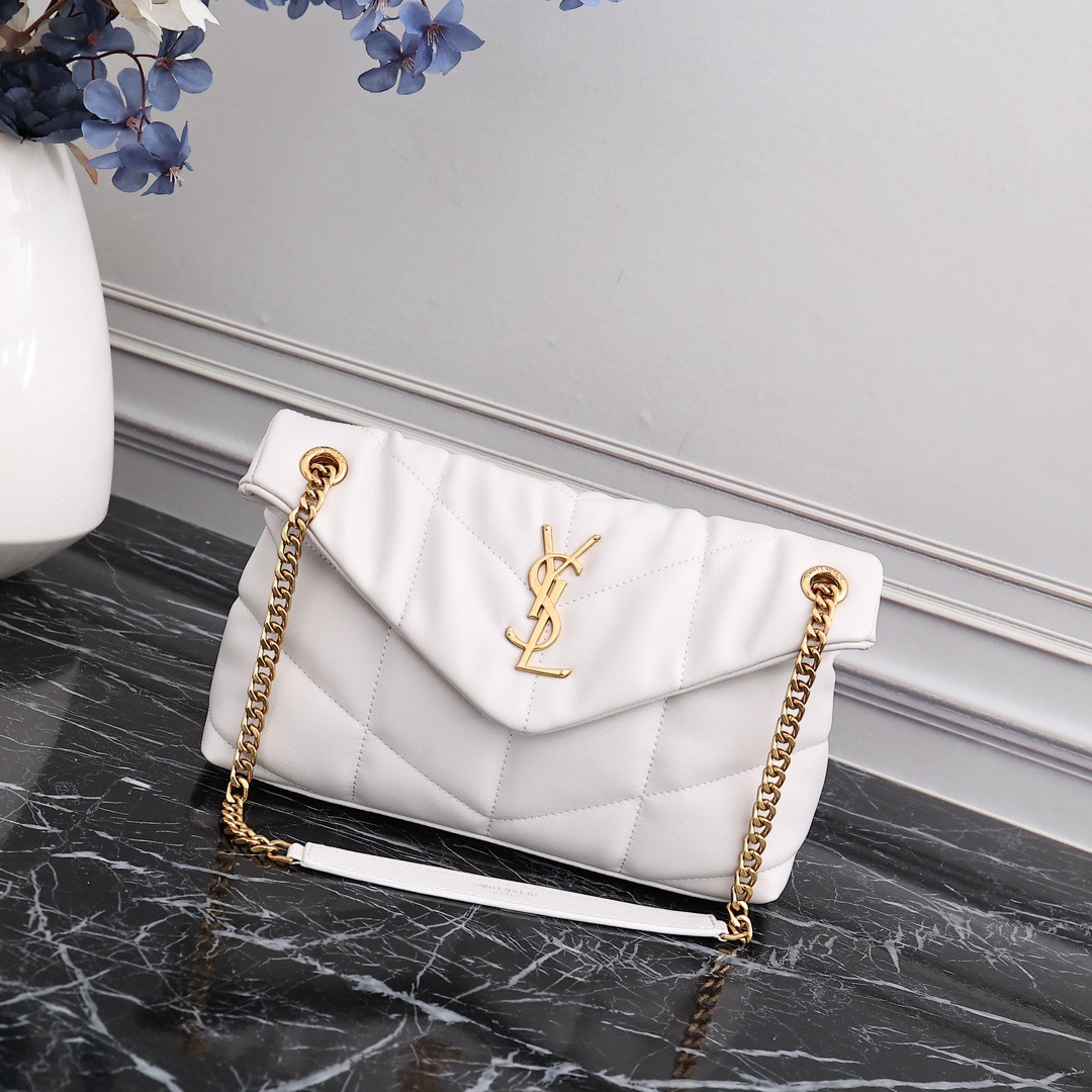 YSL PUFFER SMALL CHAIN BAG IN QUILTED LAMBSKIN