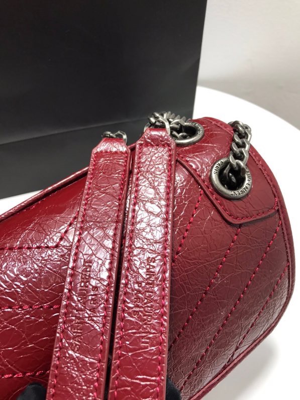 YSL NIKI BABY CHAIN BAG IN CRINKLED VINTAGE LEATHER