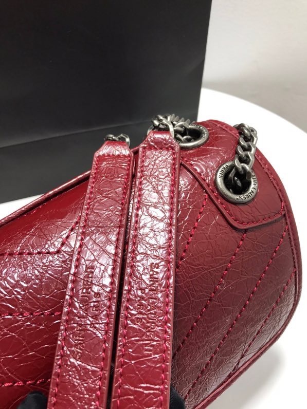 YSL NIKI BABY CHAIN BAG IN CRINKLED VINTAGE LEATHER