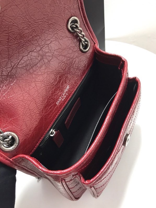 YSL NIKI BABY CHAIN BAG IN CRINKLED VINTAGE LEATHER