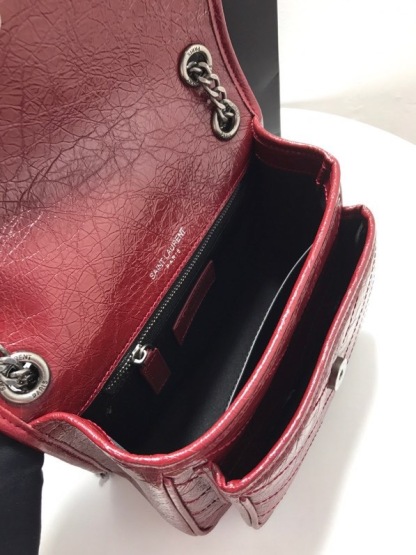 YSL NIKI BABY CHAIN BAG IN CRINKLED VINTAGE LEATHER