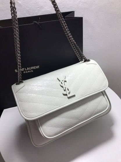 YSL NIKI MEDIUM CHAIN BAG IN CRINKLED VINTAGE LEATHER