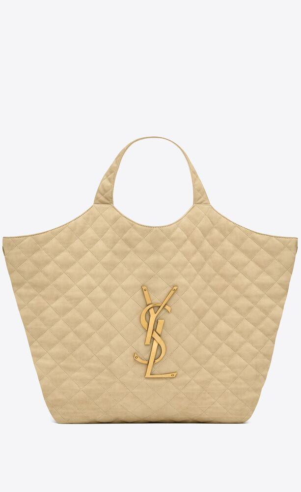 YSL ICARE MAXI SHOPPING BAG IN QUILTED NUBUCK SUEDE