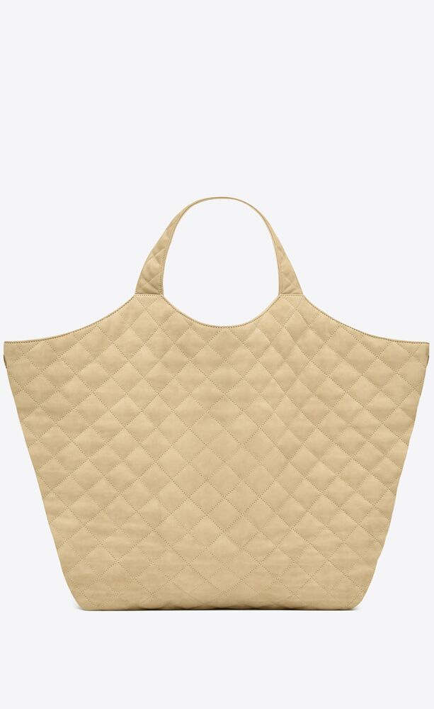 YSL ICARE MAXI SHOPPING BAG IN QUILTED NUBUCK SUEDE