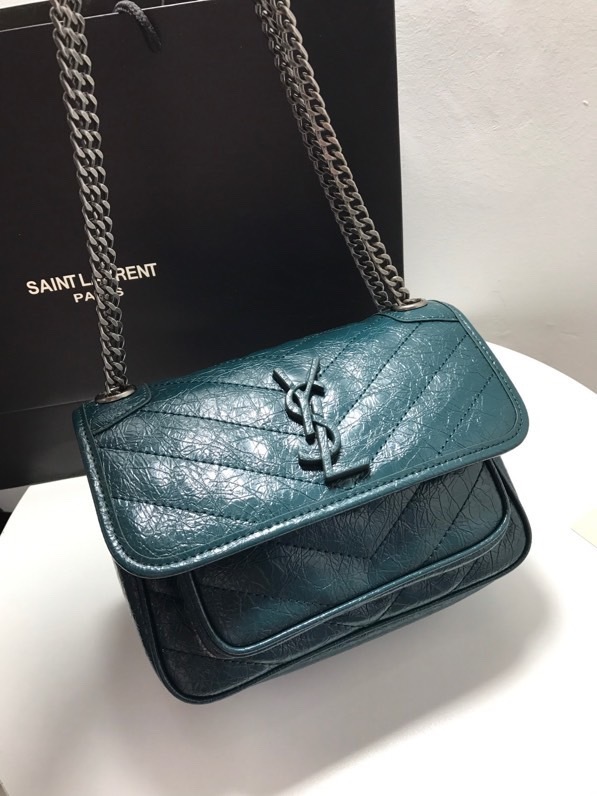 YSL NIKI BABY CHAIN BAG IN CRINKLED VINTAGE LEATHER