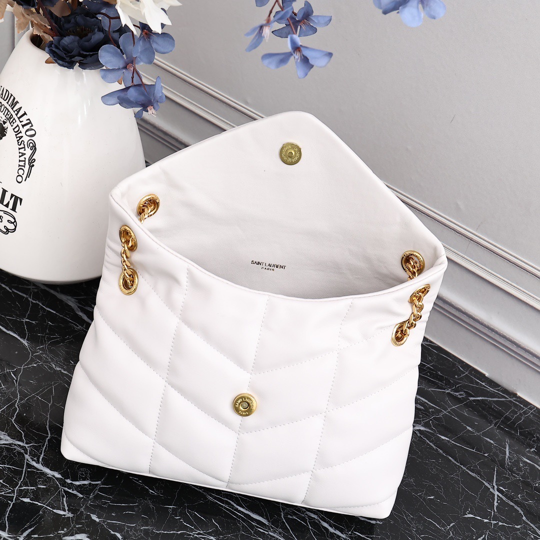 YSL PUFFER SMALL CHAIN BAG IN QUILTED LAMBSKIN