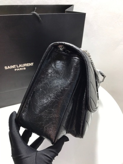 YSL NIKI MEDIUM CHAIN BAG IN CRINKLED VINTAGE LEATHER