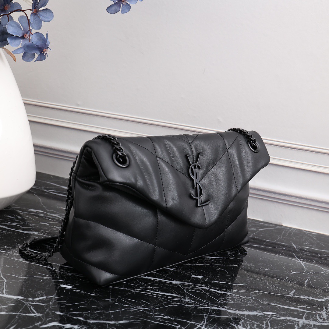 YSL PUFFER SMALL CHAIN BAG IN QUILTED LAMBSKIN
