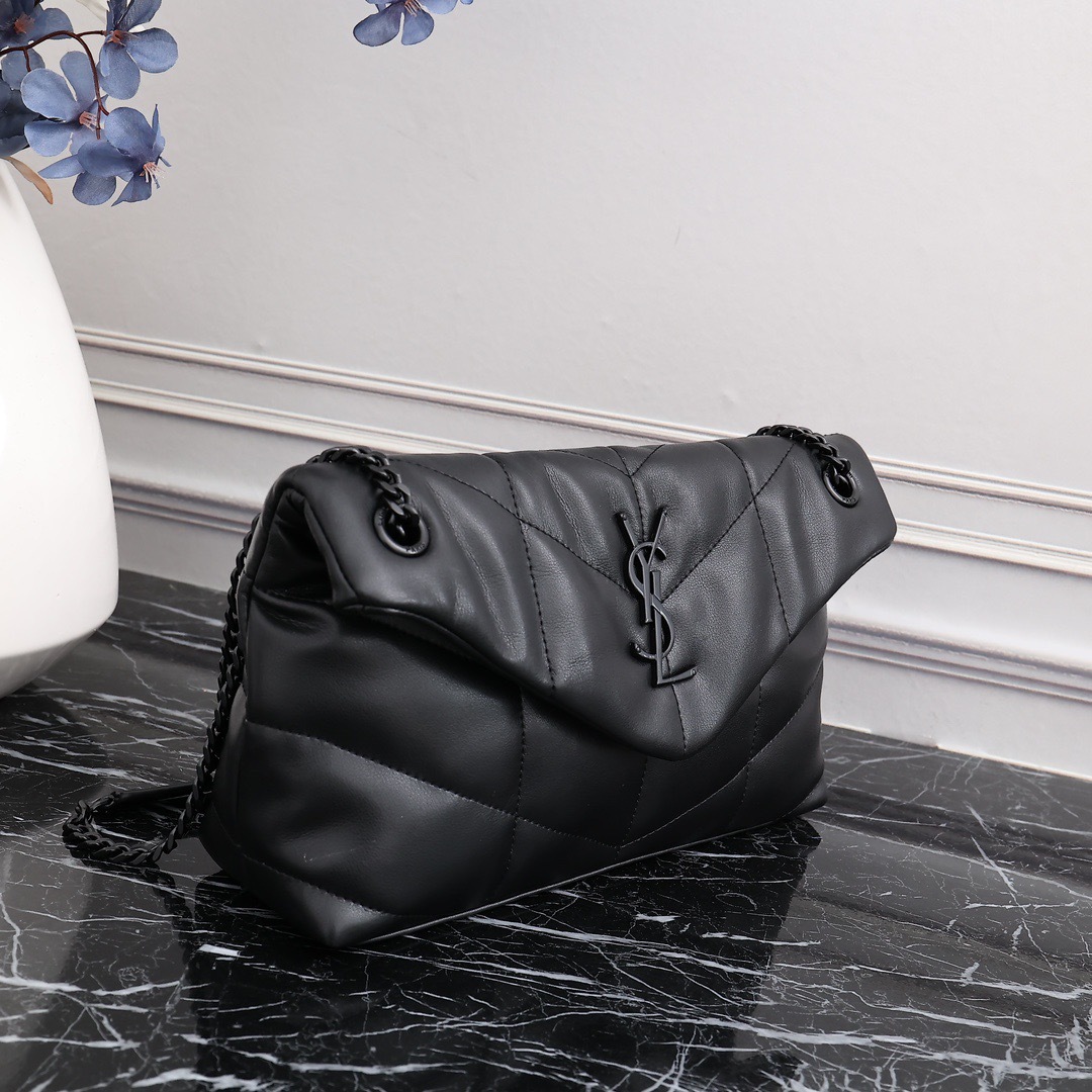 YSL PUFFER SMALL CHAIN BAG IN QUILTED LAMBSKIN
