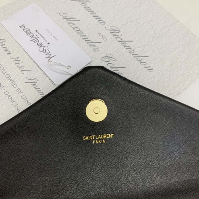 Saint Laurent Loulou Bag Matelasse Y Leather Gold-tone Medium Black