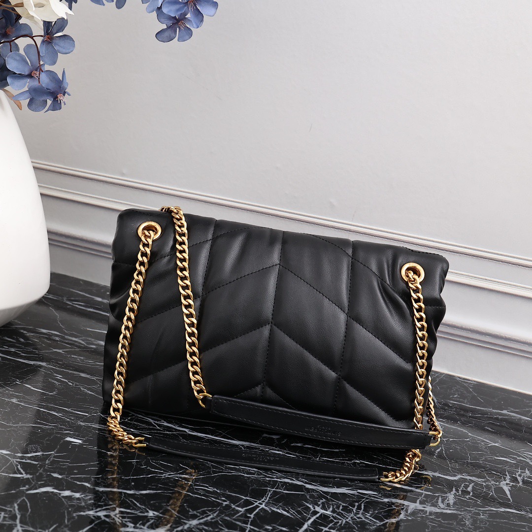YSL PUFFER SMALL CHAIN BAG IN QUILTED LAMBSKIN