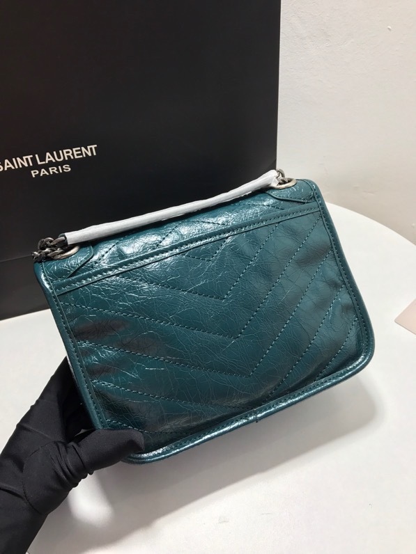 YSL NIKI BABY CHAIN BAG IN CRINKLED VINTAGE LEATHER
