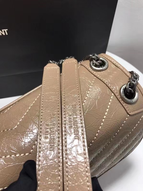 YSL NIKI MEDIUM CHAIN BAG IN CRINKLED VINTAGE LEATHER