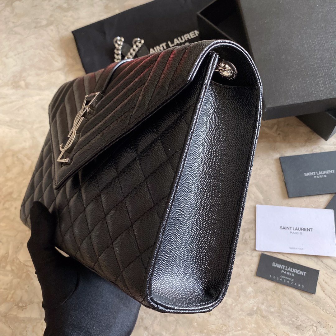 YSL ENVELOPE MEDIUM CHAIN BAG IN MIX MATELASSÉ GRAIN DE POUDRE EMBOSSED LEATHER