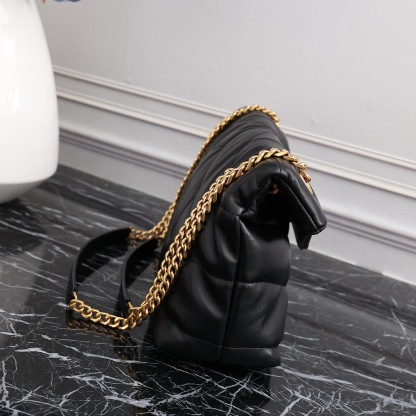 YSL PUFFER SMALL CHAIN BAG IN QUILTED LAMBSKIN