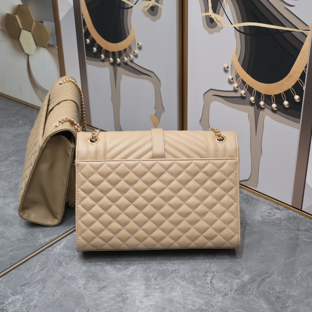 YSL COLLEGE LARGE CHAIN BAG IN QUILTED LEATHER