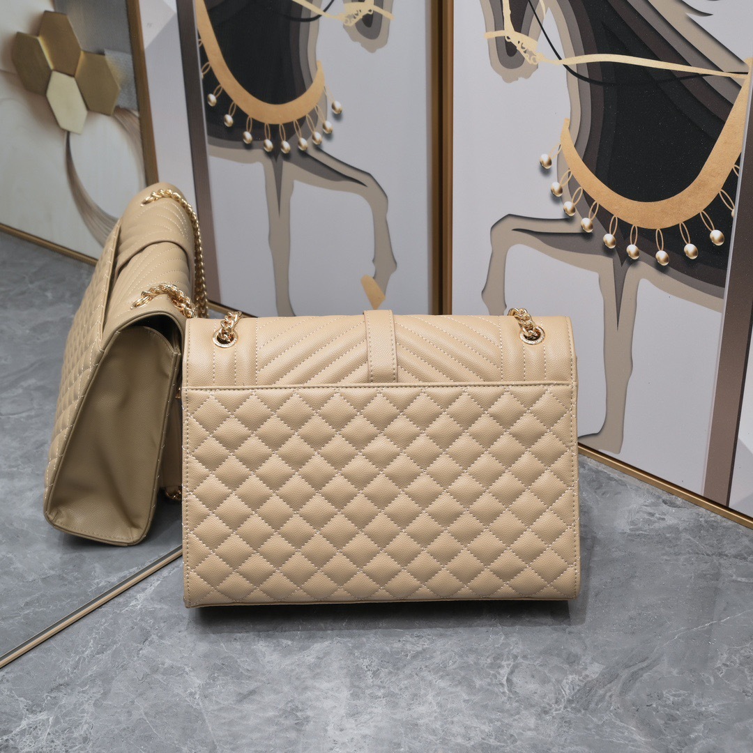 YSL COLLEGE LARGE CHAIN BAG IN QUILTED LEATHER